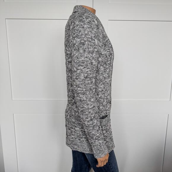 Lands’ End Drifter 100% Cotton Cable Knit Gray Button Up Cardigan-Small(6/8) - Picture 3 of 8